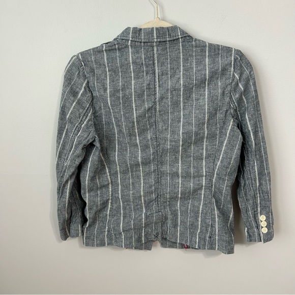American Eagle Outfitters Gray White Pinstripe Linen Blend Blazer Women’s Medium - Picture 5 of 6